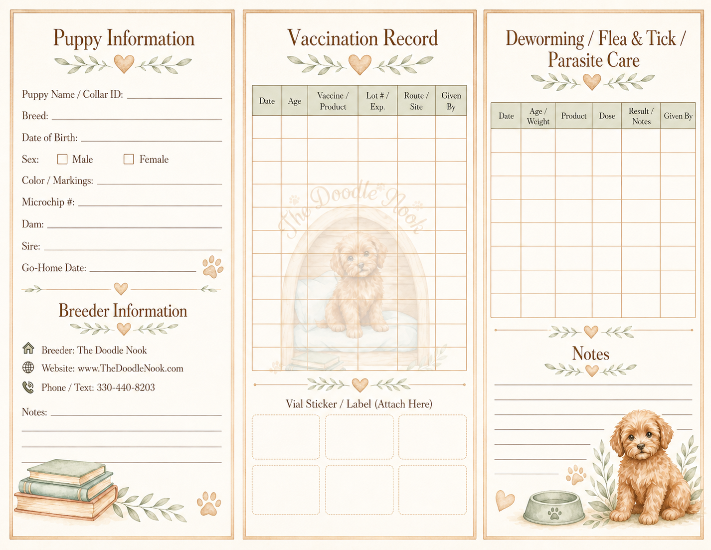 Puppy health record